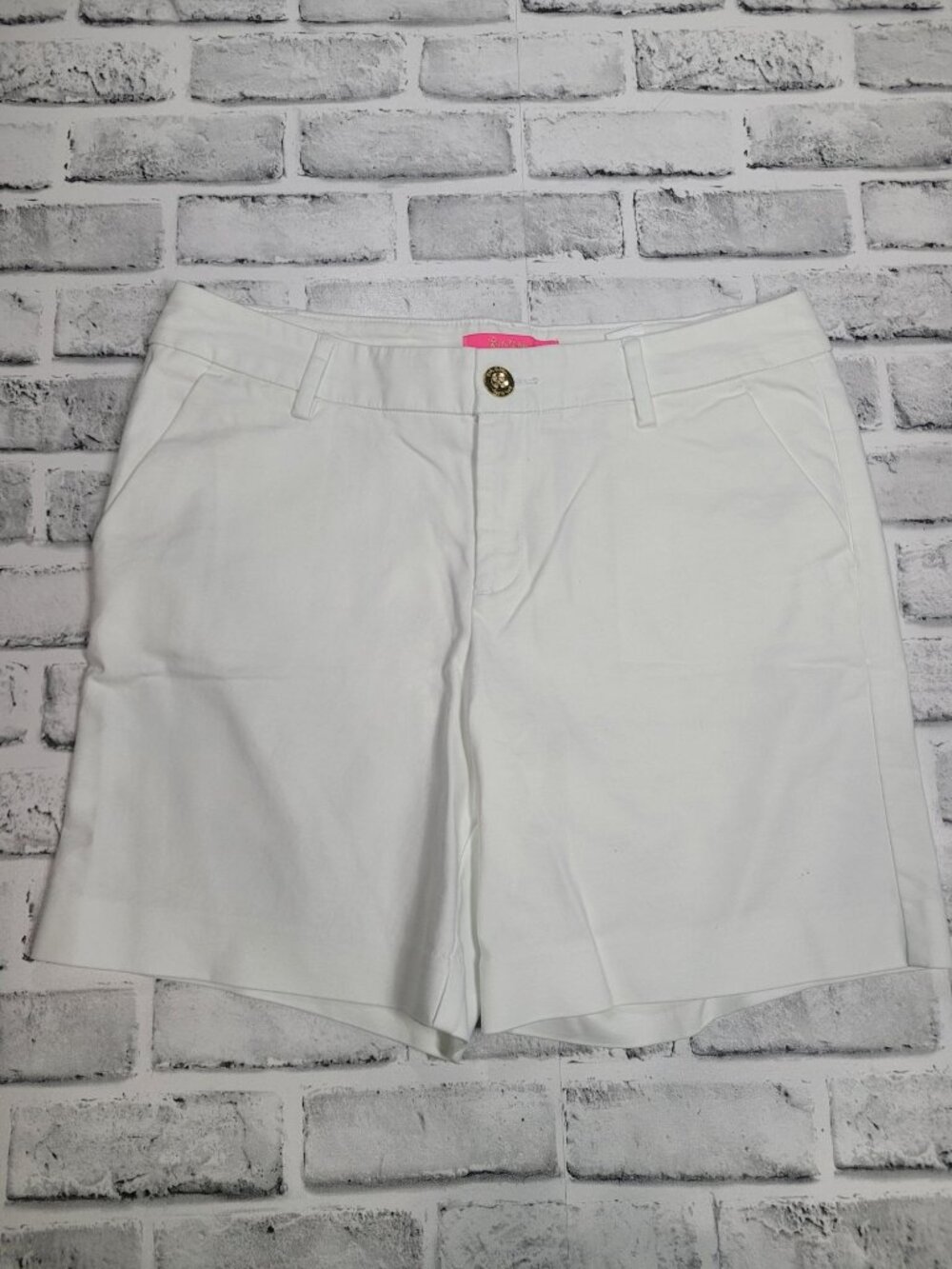 Pristine Lilly Pulitzer Shara 7" Mid Rise White Shorts Stretch Size 8